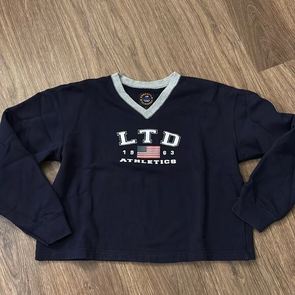 The Limited Tops - VTG 90s The Limited USA Flag Cropped Sweatshirt Americana Y2K Large LTD